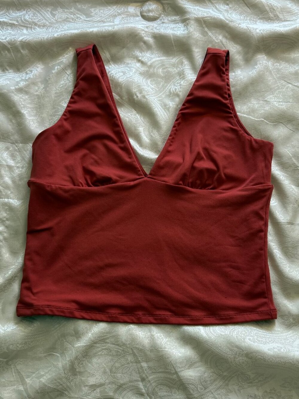 Reoria Rust/Terracotta V-Neck Crop Top – Size XL